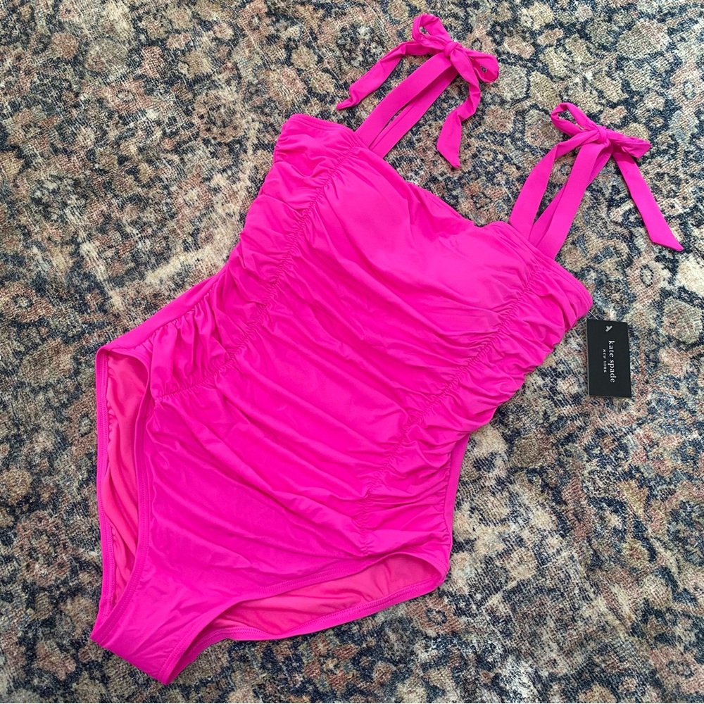 Kate Spade Bright Pink Shoulder Tie One Piece